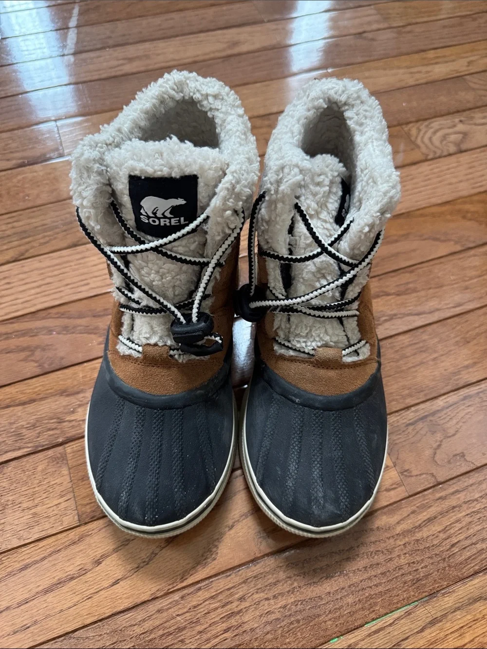 Sorel Kids Brown, Black & Cream Sherpa Winter Boots